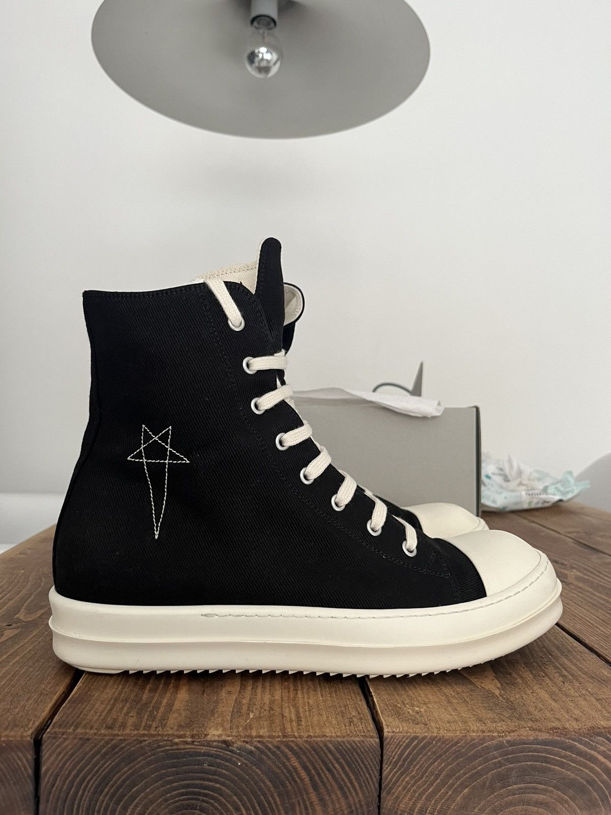 image of Rick Owens Drkshdw Ramones High Top Sneakers in Black, Men's (Size 10)