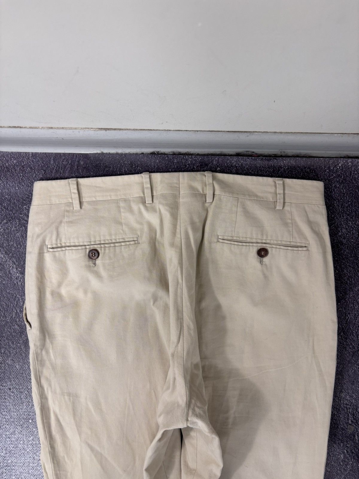 Canali Canali Men’s Ivory Cream Cotton Linen Stretch Chino Pants Size US 34 / EU 50 - 21 Thumbnail