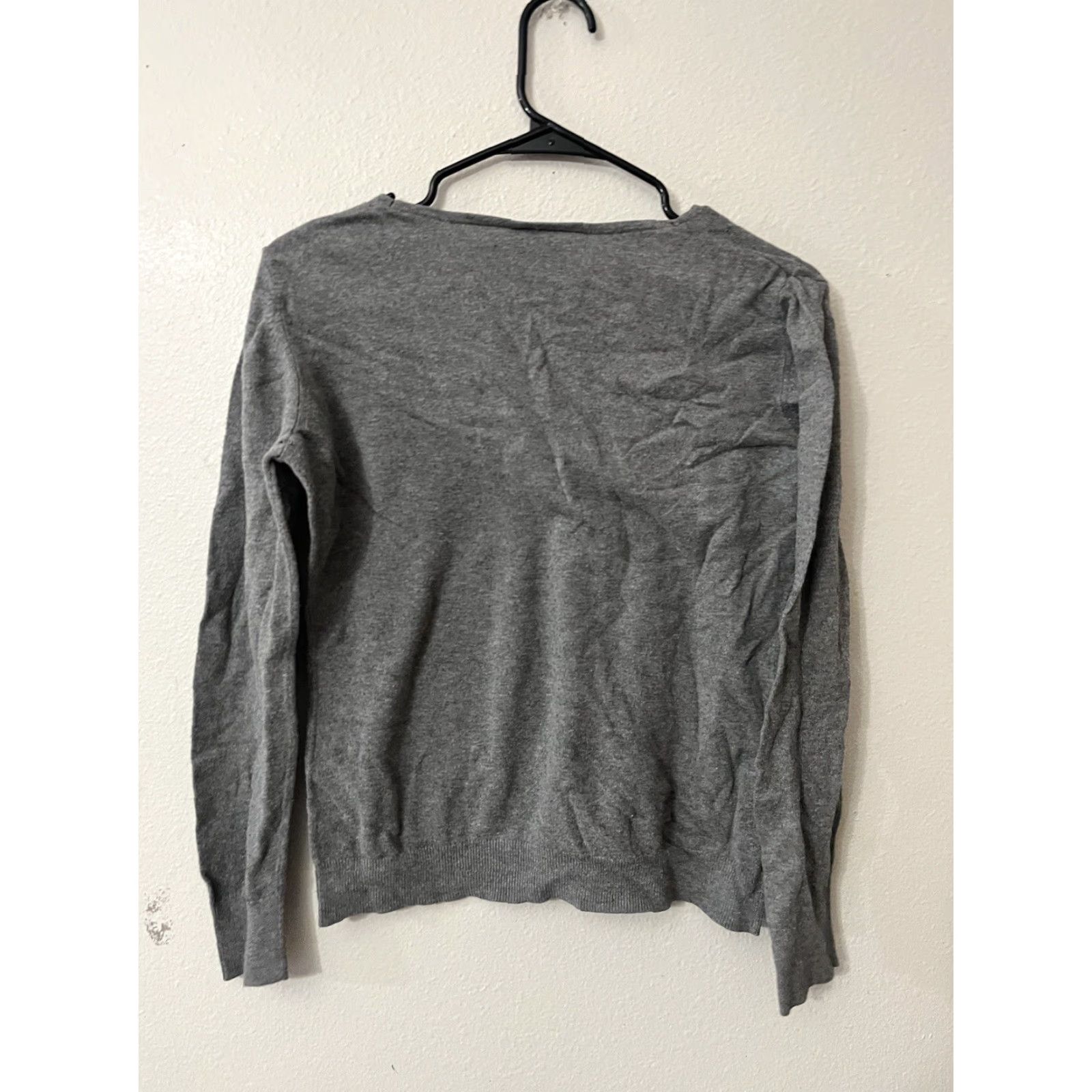 Loft LOFT Sweater Women's Medium Gray Solid Cable-Knit Long Sleeve Crew Neck Classic Pullover Size M / US 6-8 / IT 42-44 - 3 Thumbnail
