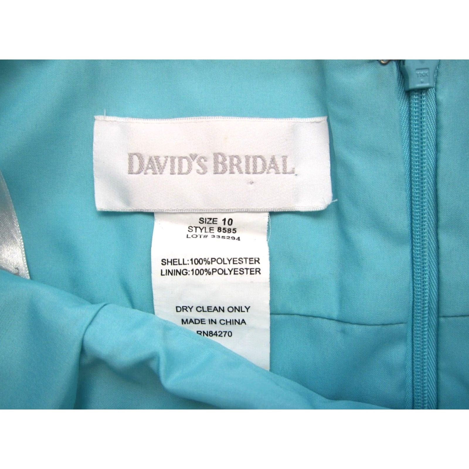 Vintage VINTAGE David's Bridal Teal Satin Bow Spaghetti Strap Prom Wedding Party Bride Dress 10 Size L / US 10 / IT 46 - 4 Thumbnail