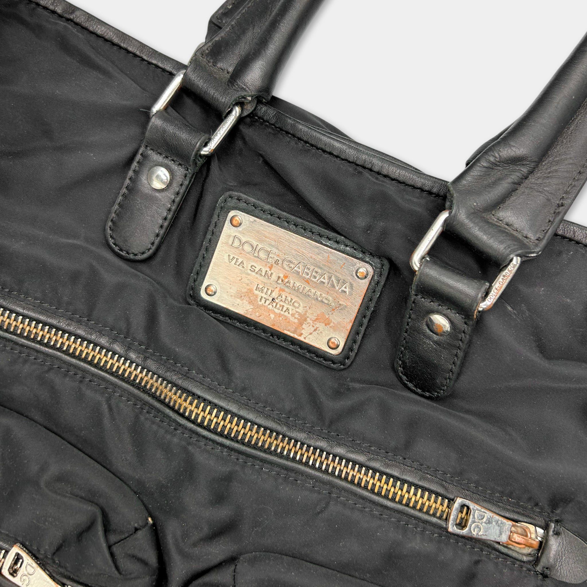 Dolce & Gabbana Dolce & Gabbana Black Nylon Leather Bag Size ONE SIZE - 4 Thumbnail