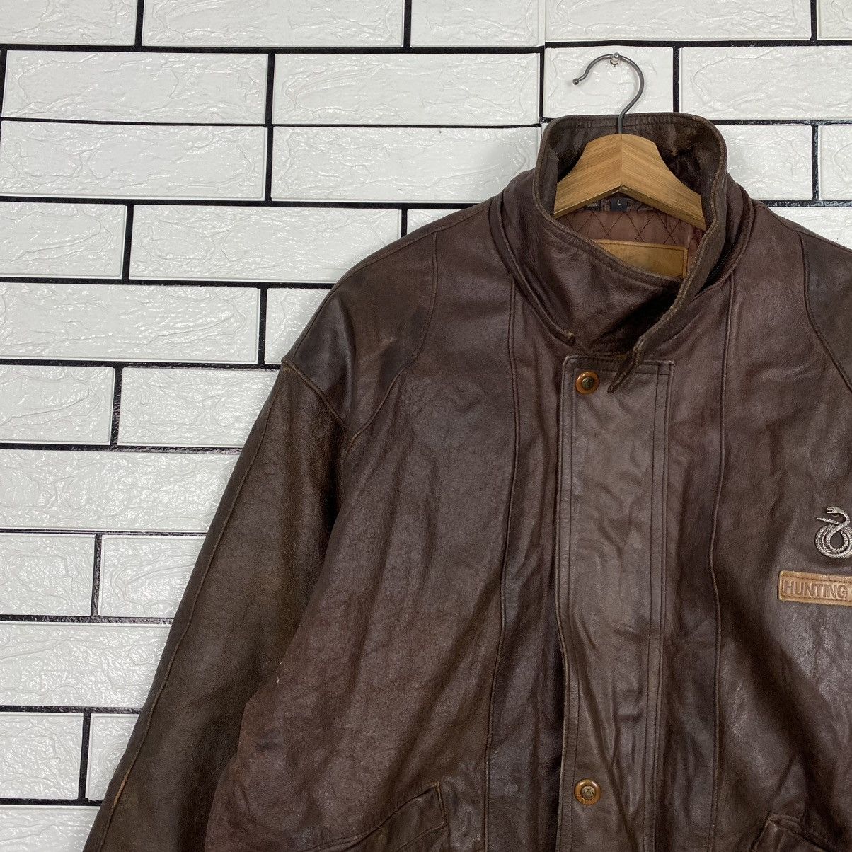 Japanese Brand 🔥VINTAGE LEATHER JACKET BLANKET HUNTING CLUB ISSEY MIYAKE Size US L / EU 52-54 / 3 - 7 Thumbnail