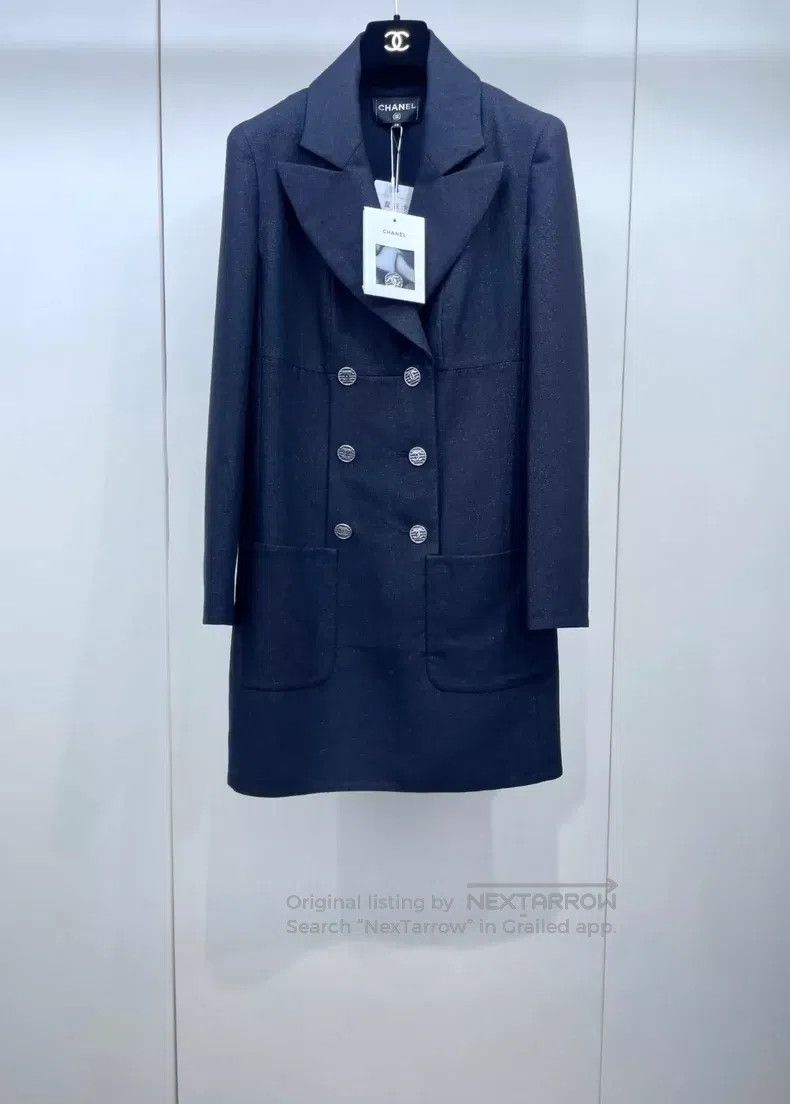 Chanel Chanel Double-breasted fine glitter suit collar long jacke Size XS / US 0-2 / IT 36-38 - 1 Thumbnail