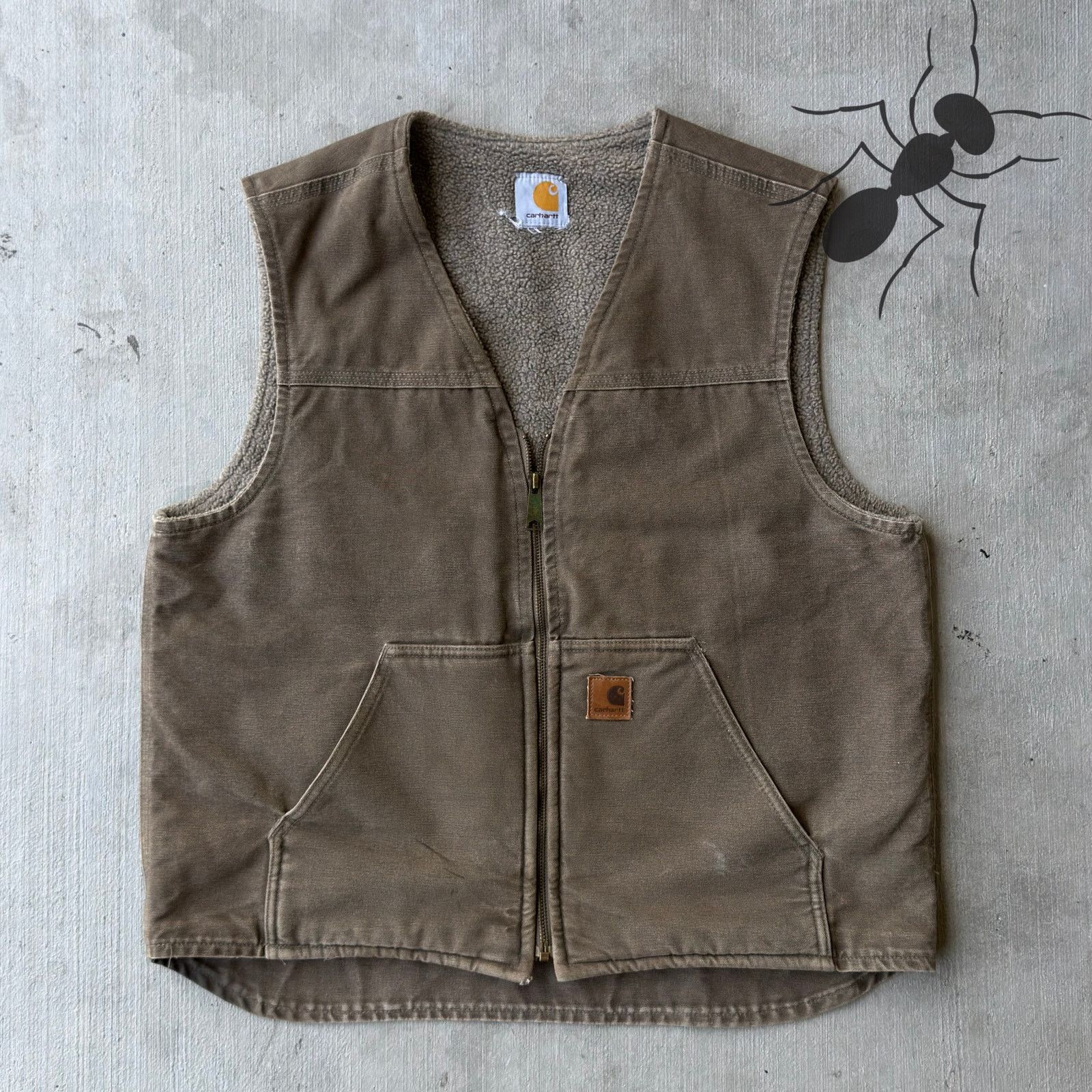 Carhartt × Vintage Carhartt brown Sherpa lined work wear vest Size US S / EU 44-46 / 1 - 1 Thumbnail