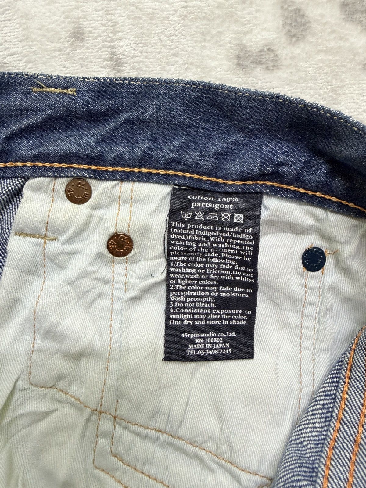 45rpm Vintage 45RPM Selvedge Indigo Button Fly Fade Denim Jeans Size US 32 / EU 48 - 16 Thumbnail