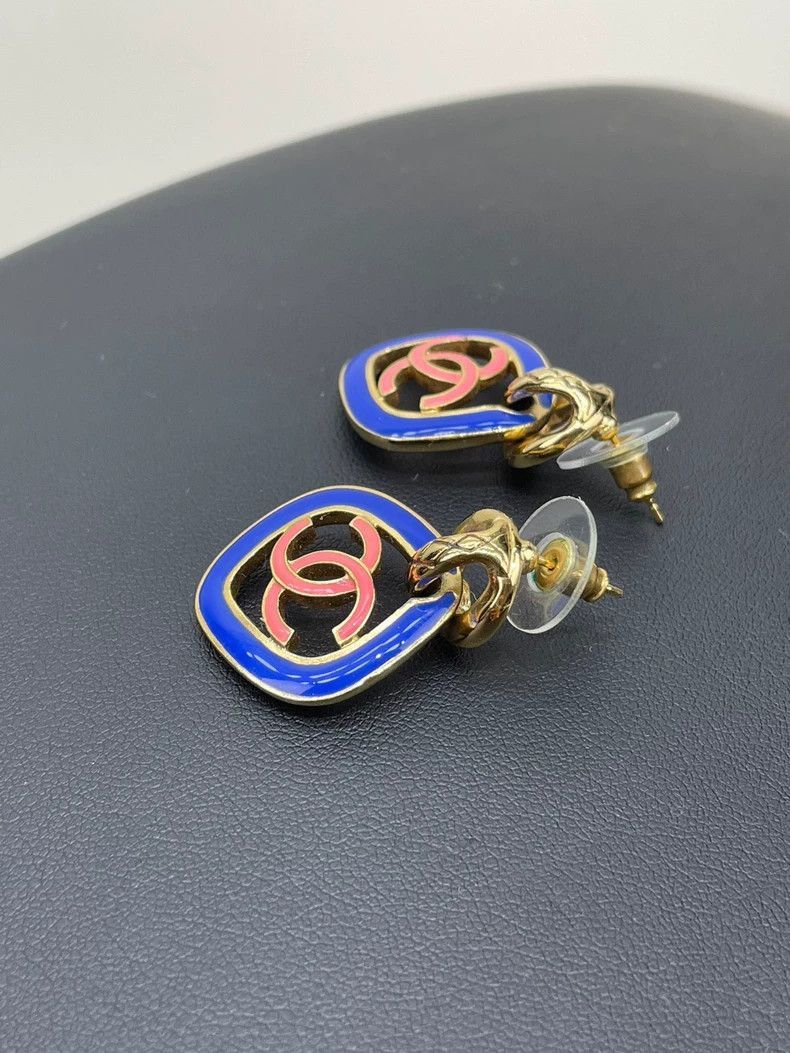 Chanel Chanel Blue Pink Double C Earrings Size ONE SIZE - 3 Thumbnail