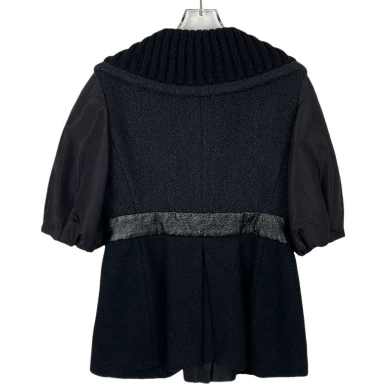 Prada Prada Black wool tweed coat with puff sleeve lapel 2506-Nex Size S / US 4 / IT 40 - 2 Thumbnail
