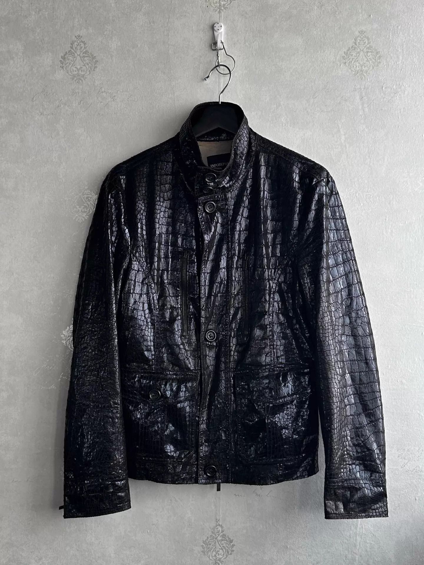 Emporio Armani EA 08AW Electric Blue Croc Embossed Jacket 46 Size US S / EU 44-46 / 1 - 1 Thumbnail