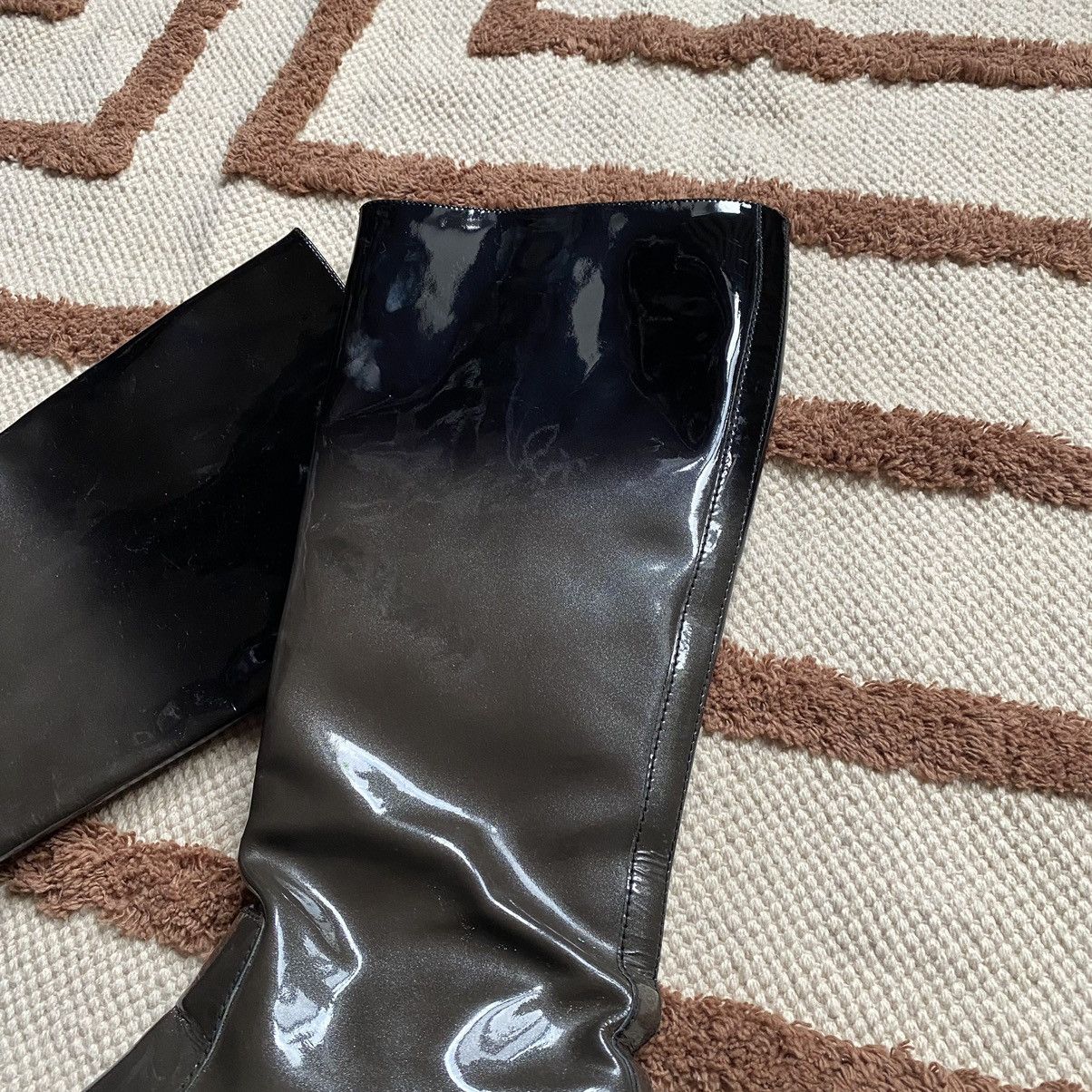 Prada PRADA BLACK/GRAY FADE PATENT LEATHER BOOTS Size US 10 / IT 40 - 2 Thumbnail