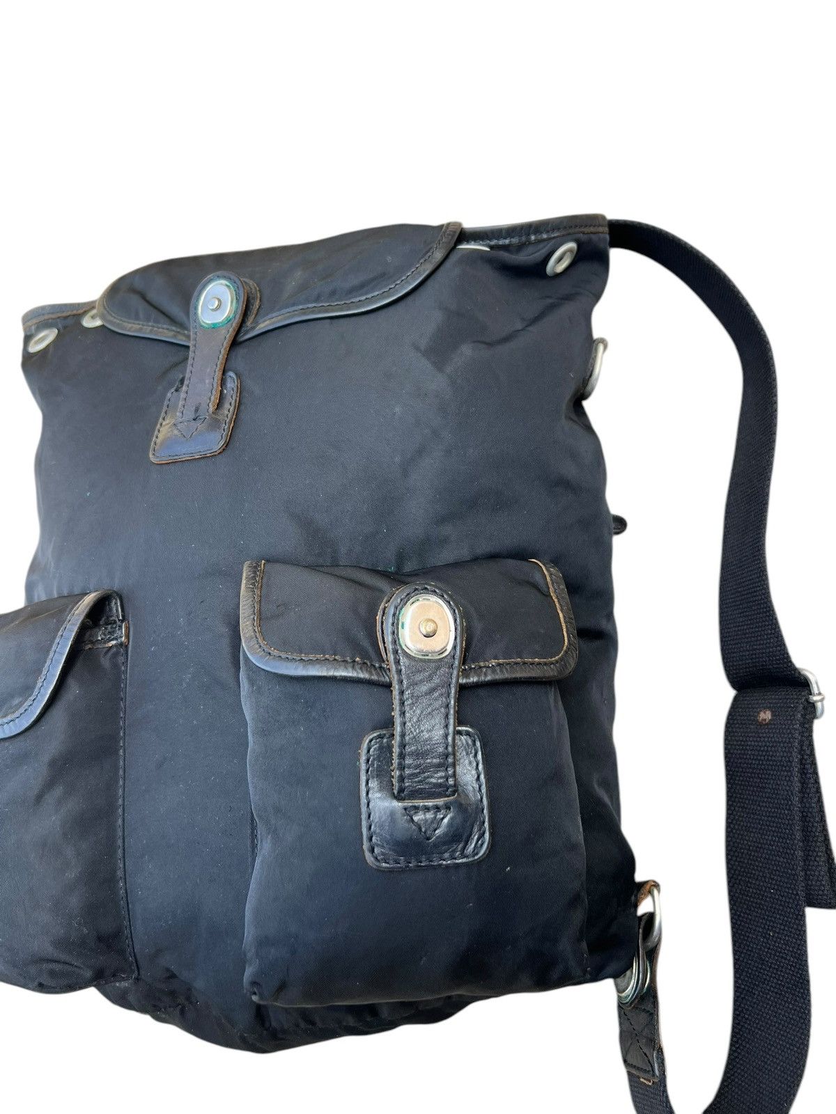 Felisi Vintage Felisi Italy Distress Hybrid Nylon Leather Backpack Size ONE SIZE - 8 Thumbnail