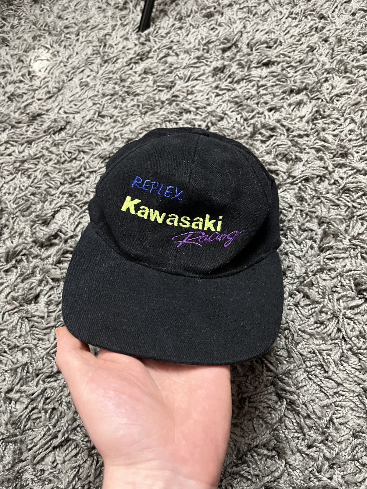 Vintage RARE 90s Kawasaki Racing Embroidered Cap / British Made Size ONE SIZE - 1 Thumbnail