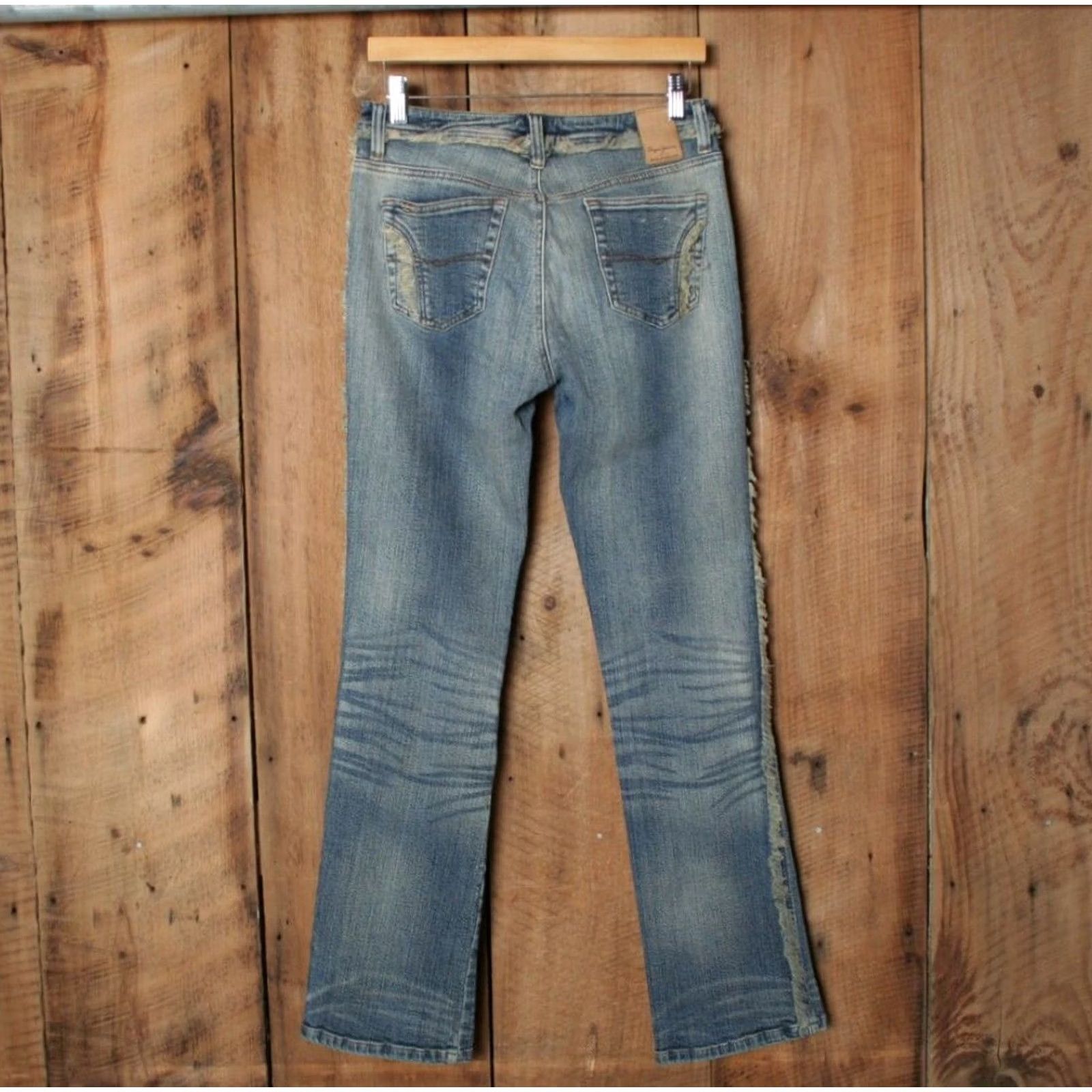 Pepe Jeans VINTAGE Pepe Jeans Jeans Bootcut Women 28 Blue Denim Stretch Frayed Side Seams Corded Rise 8.5-10.5 Inseam 32 Mens Womens Girls Size 28" / US 6 / IT 42 - 2 Thumbnail