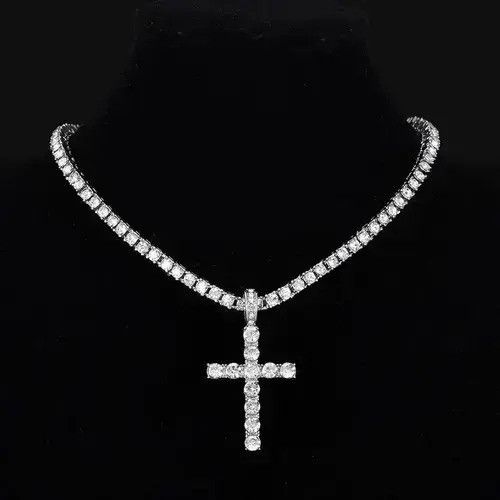 Jewelry Hip Hop Cross Pendant Necklace Iced Out Bling Size ONE SIZE - 1 Thumbnail