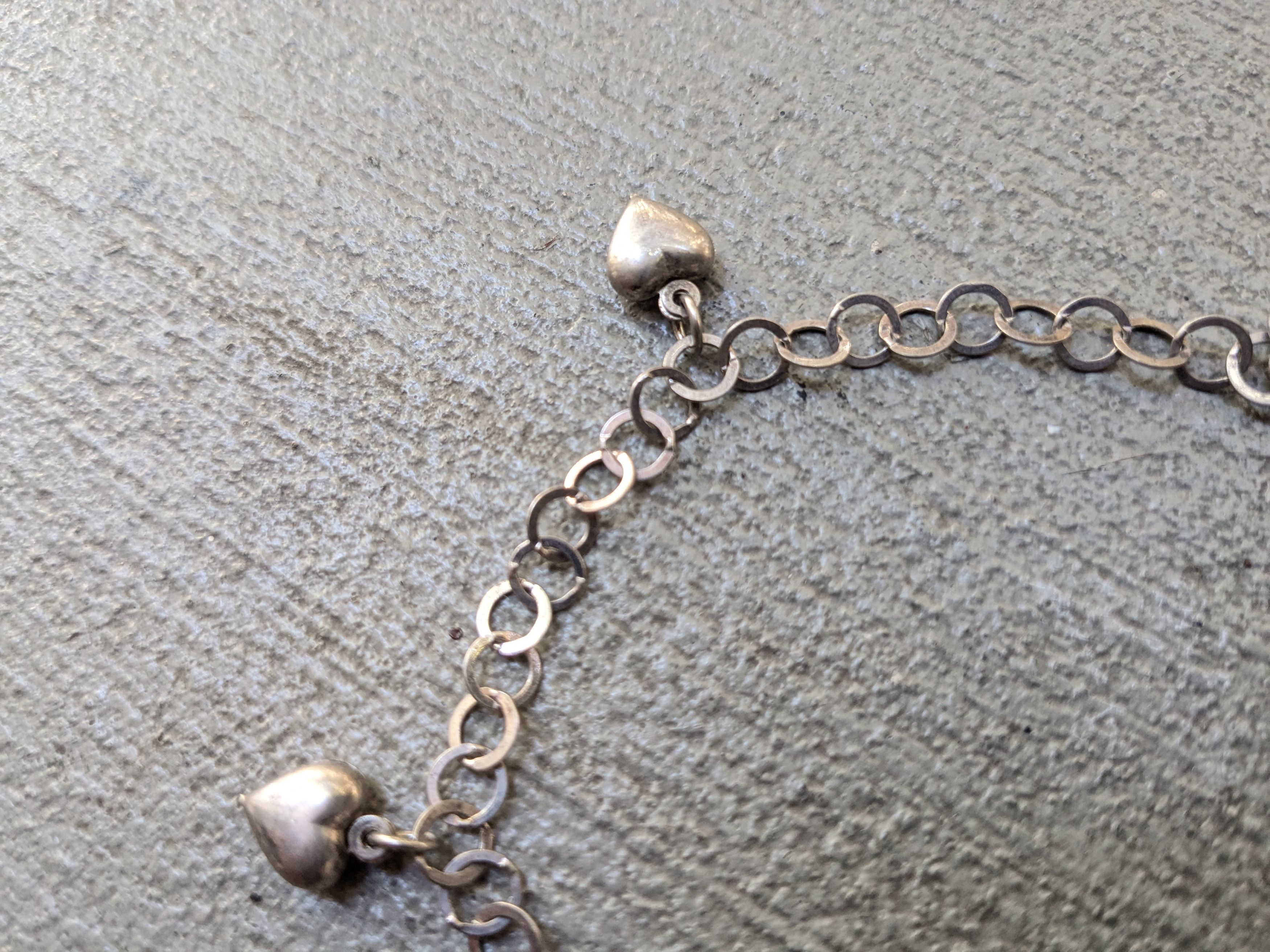 Sterling Silver × Vintage Vintage Sterling Silver Anklet Heart Round Charm 9" Size ONE SIZE - 3 Thumbnail