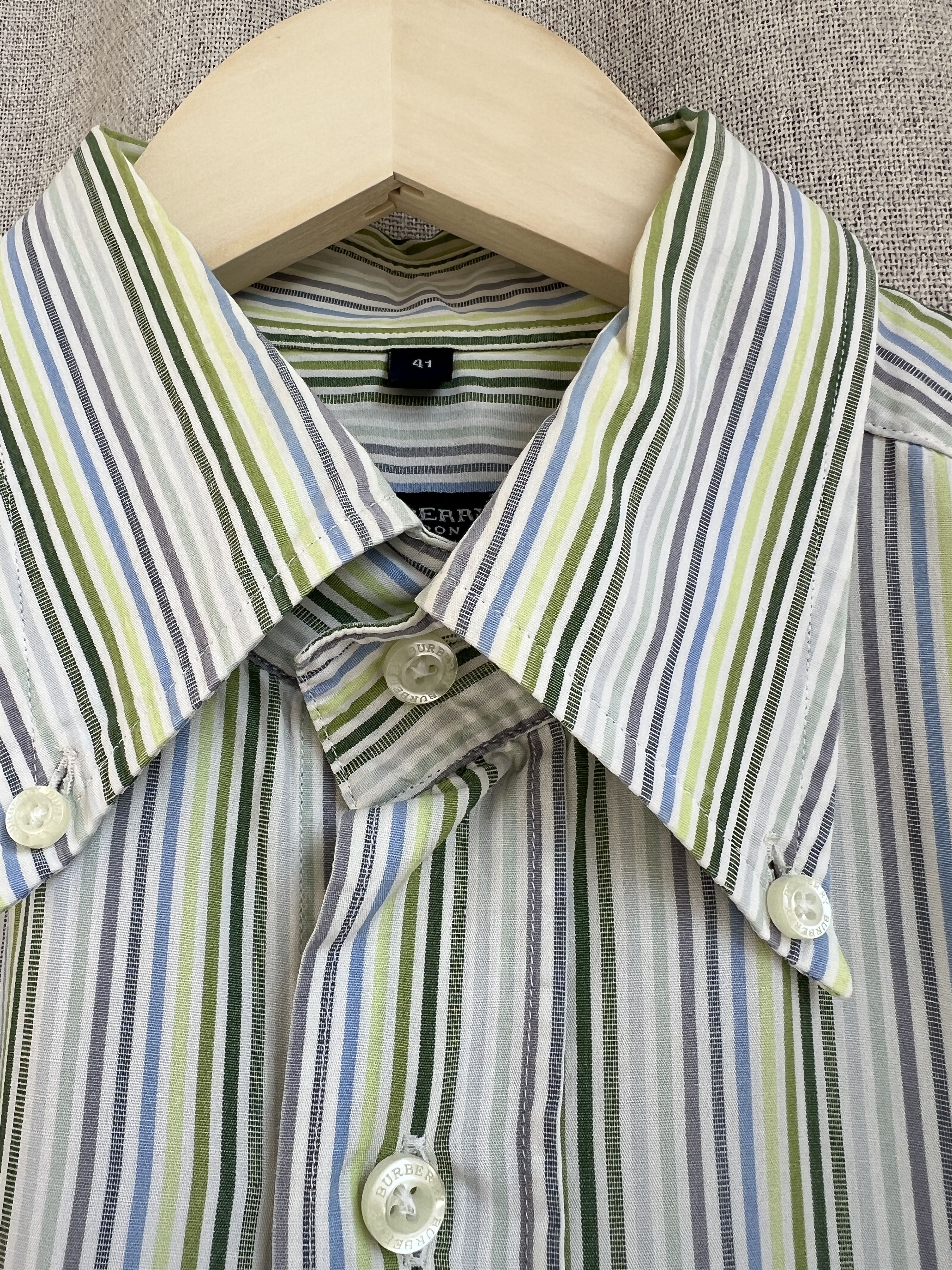 Burberry Vintage Burberry Pocket Logo Striped Button Up Shirt Size US L / EU 52-54 / 3 - 6 Thumbnail