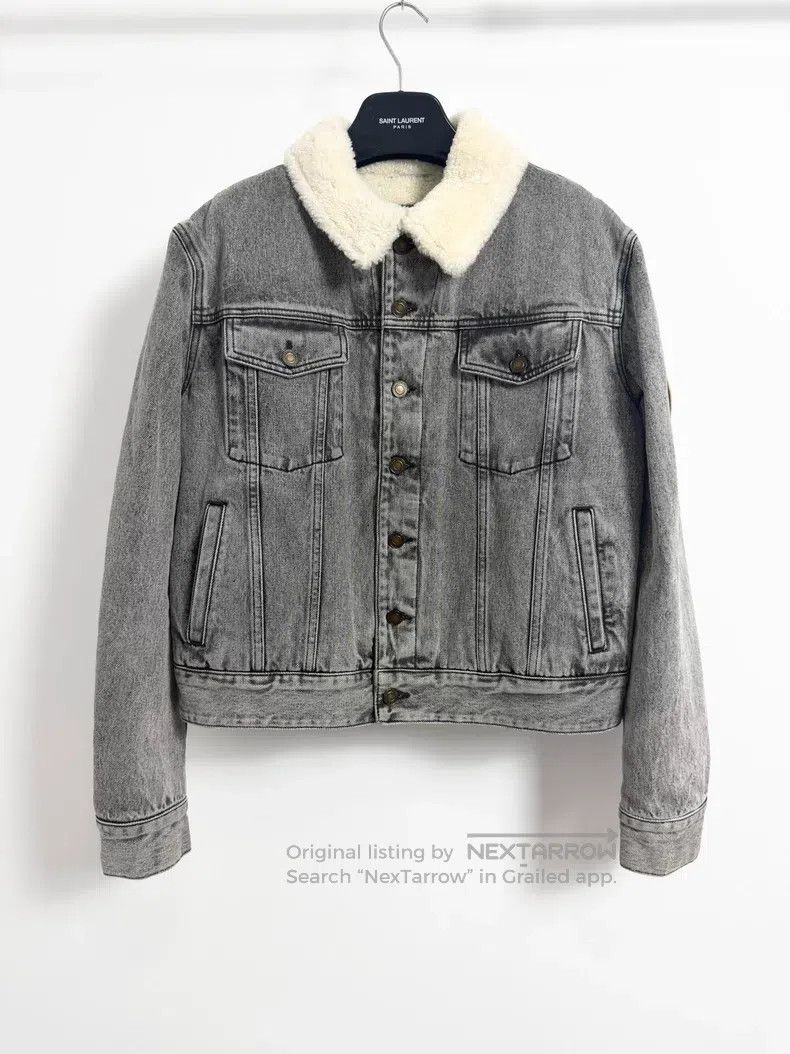 Saint Laurent Paris Saint Laurent Paris Grey Washed Sheepskin Denim Jacket i Size US L / EU 52-54 / 3 - 1 Thumbnail