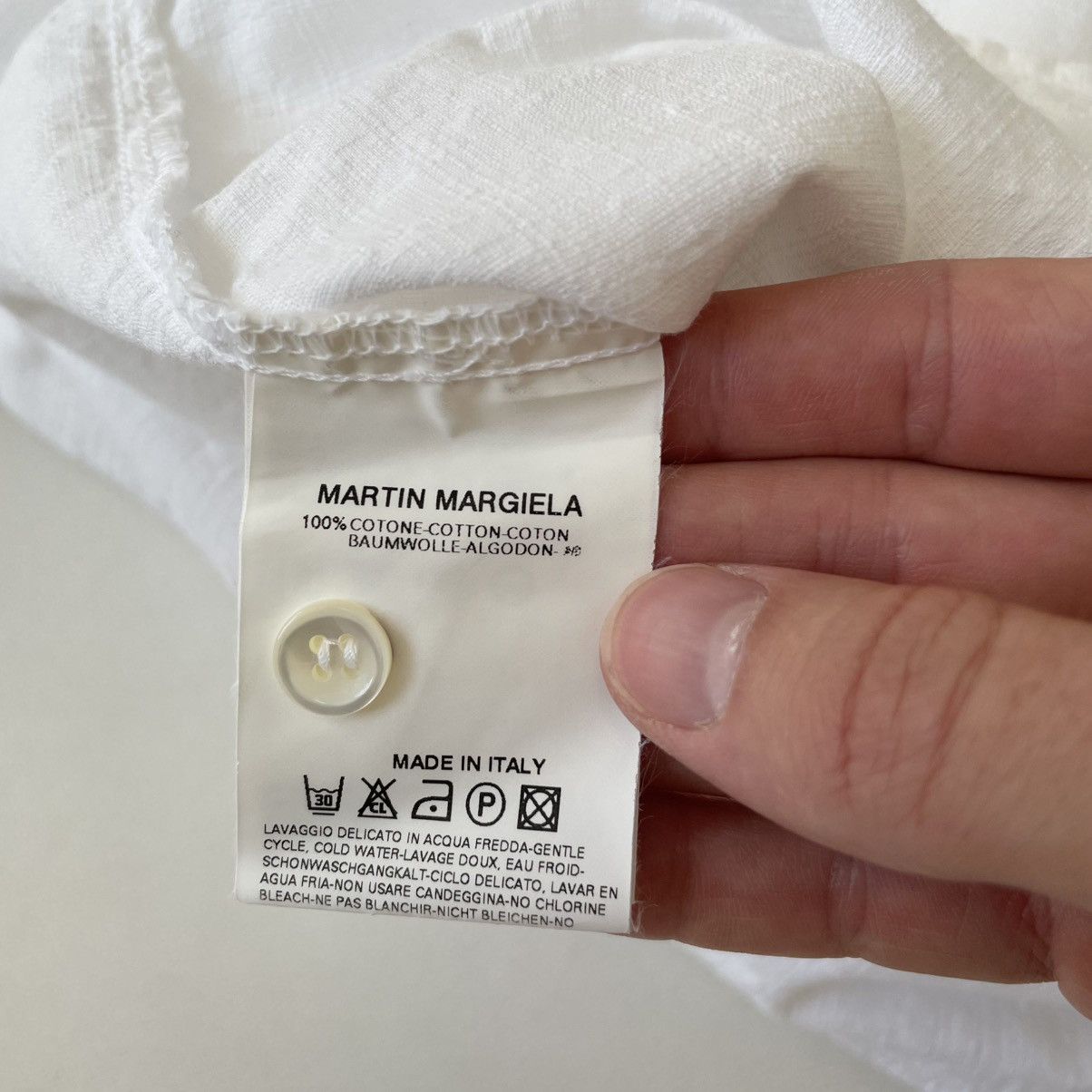 Maison Margiela S/S 03 White Grid Boucle Cotton Shirt Size US M / EU 48-50 / 2 - 10 Thumbnail