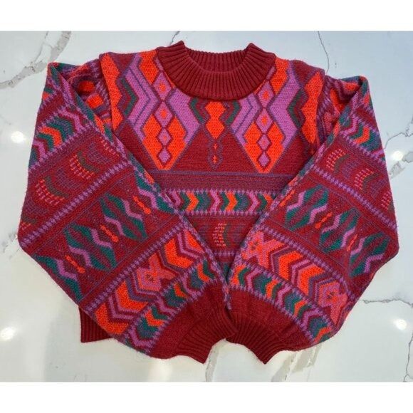 Farm Rio Farm Rio Crewneck Balloon Sleeve Sweater in Red Size L Size L / US 10 / IT 46 - 2 Thumbnail