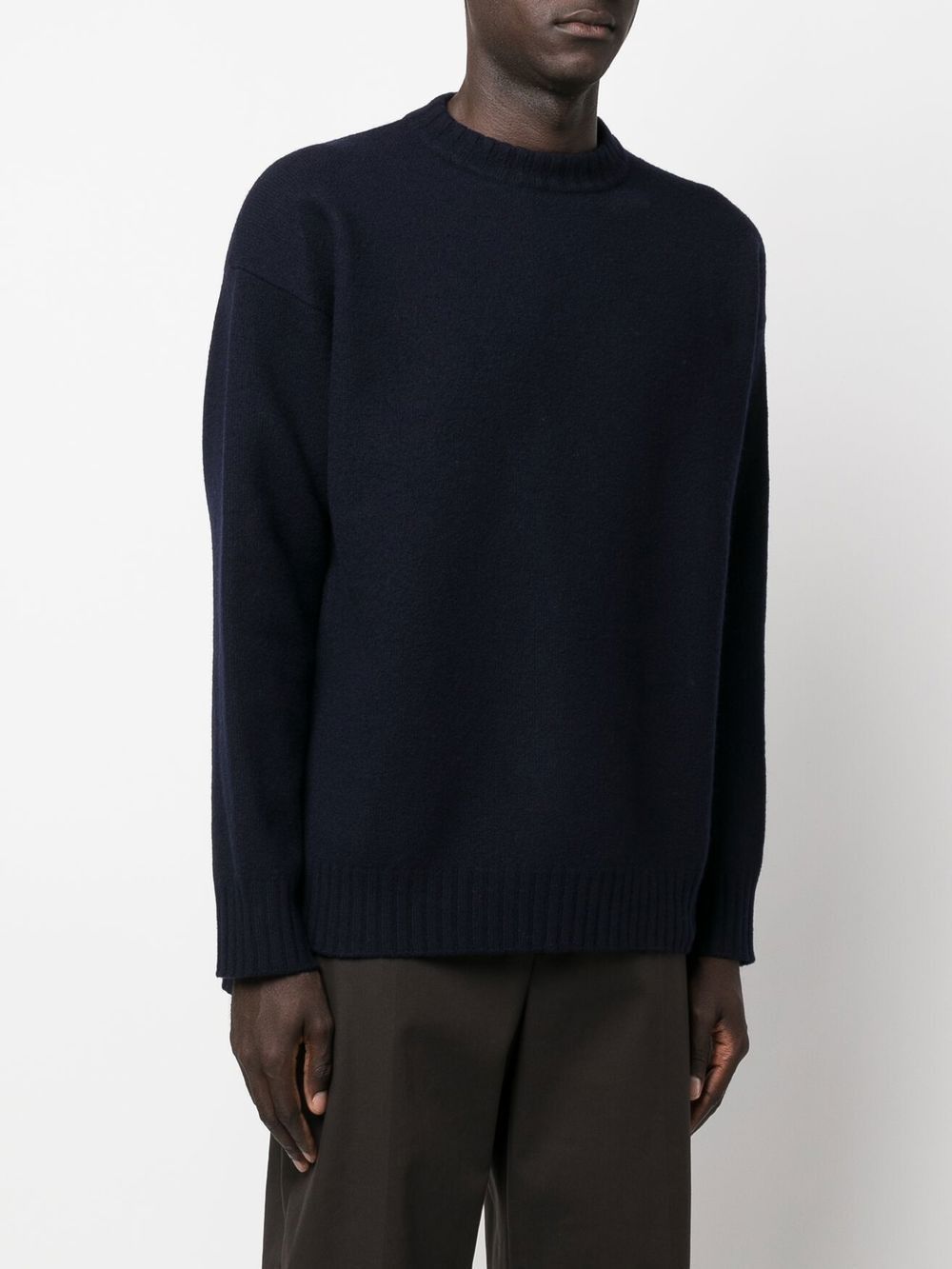Jil Sander o1y1124 Cashmere Blend Crew-Neck Sweater in Navy Blue Size US M / EU 48-50 / 2 - 3 Thumbnail