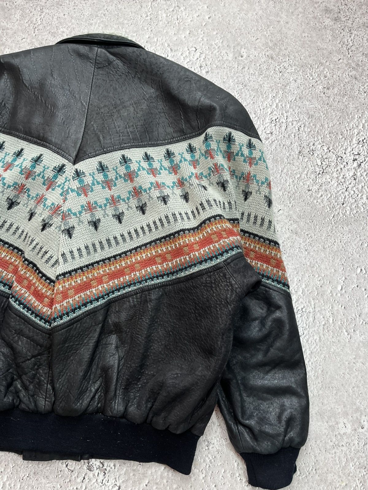 Leather Vintage Genuine Leather Jacket Wool Pattern Shearling 50 Size US M / EU 48-50 / 2 - 16 Thumbnail