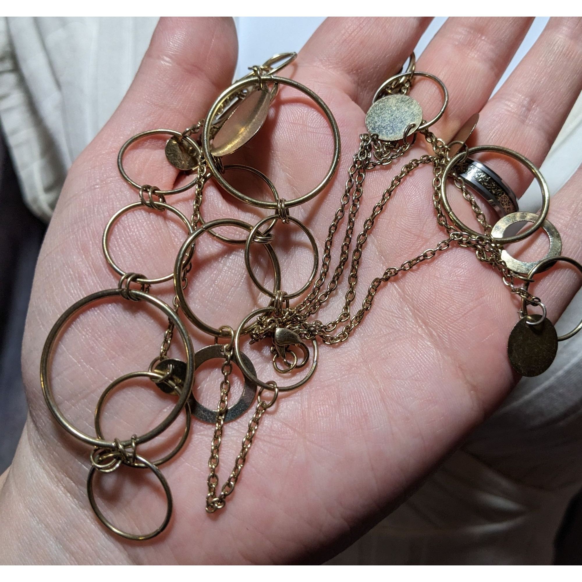 Other Retro Mod Gold Chain Hoop And Charm Necklace Size ONE SIZE - 4 Thumbnail