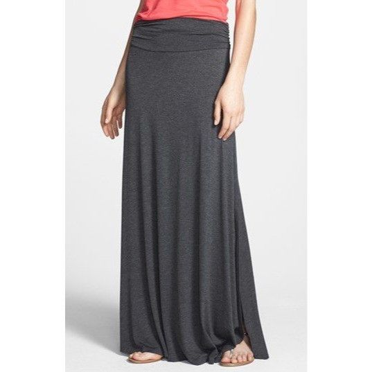 Other Bobeau Heather Grey Maxi Skirt Side Slits Size 27" / US 4 / IT 40 - 1 Thumbnail