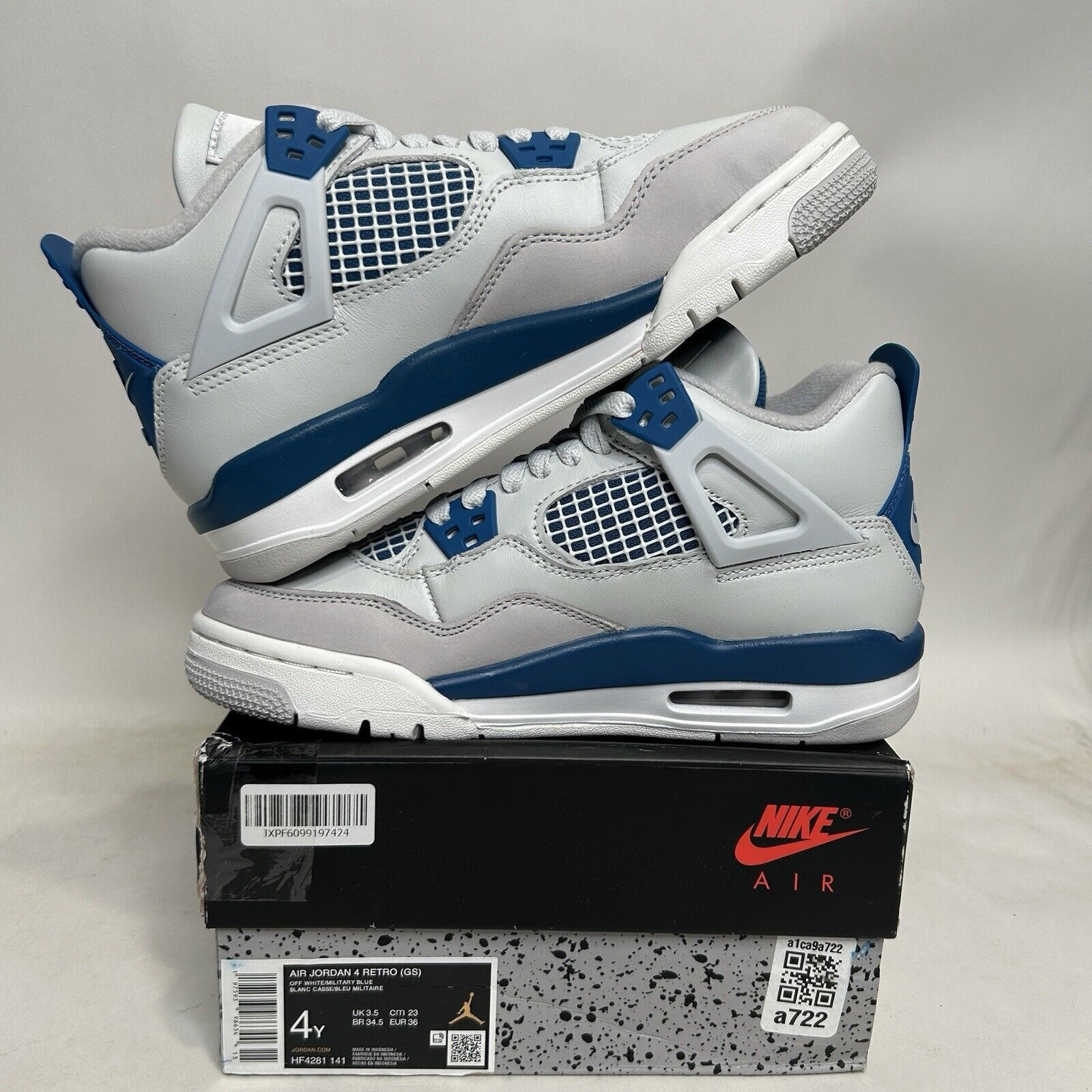 Nike Nike Air Jordan 4 Retro GS “Military/Industrial Blue” 2024 Size US 5.5 / IT 35.5 - 3 Thumbnail