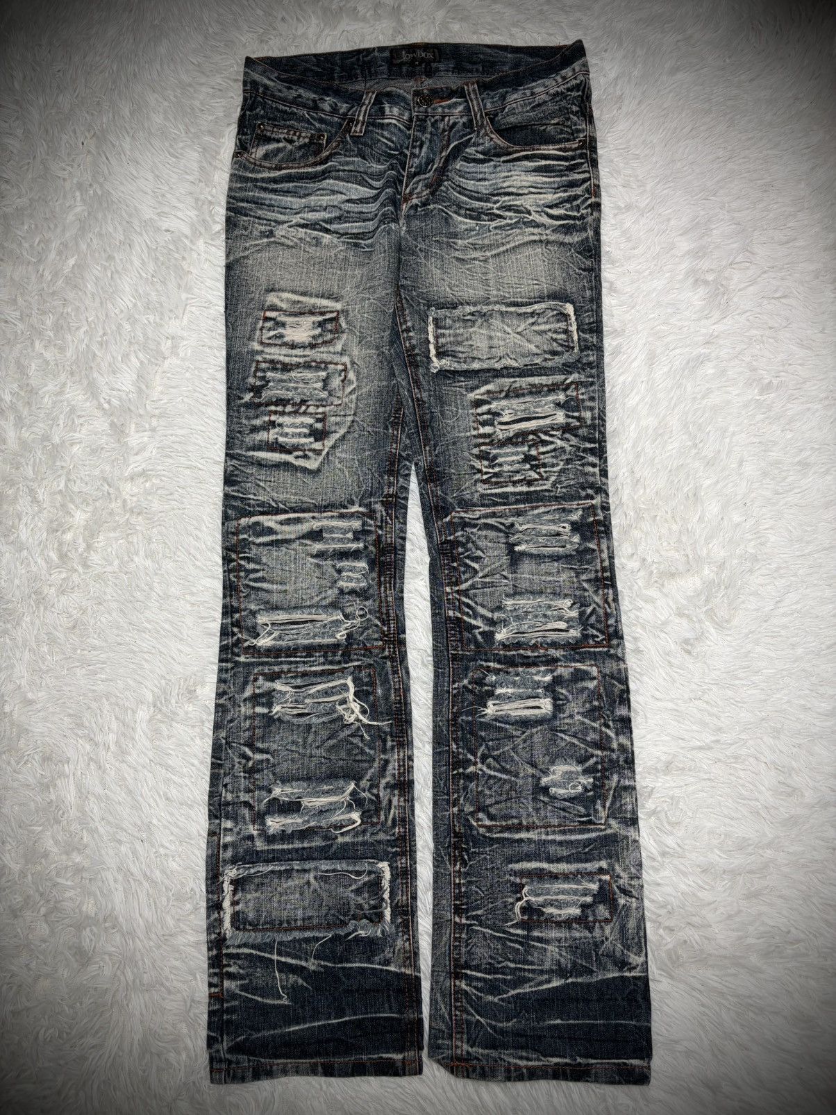 Kapital Rare Acidwash Lowbox boro patch distressed jeans Size US 32 / EU 48 - 1 Thumbnail