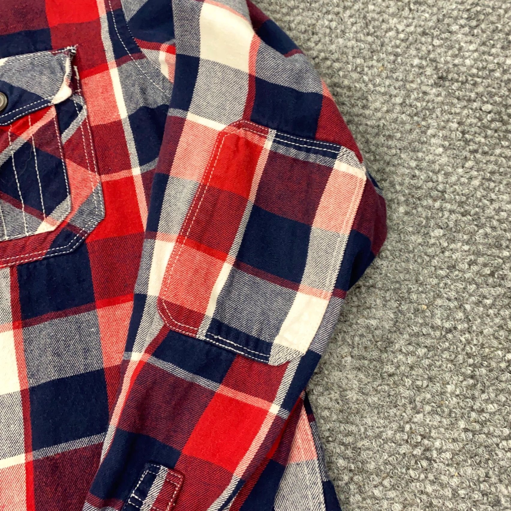 CO VINTAGE Roebuck & Co Flannel Shirt Mens S Blue Red White Plaid Elbow Patches Shirt Mens Small Blue Red White Plaid Elbow Patches Size US S / EU 44-46 / 1 - 4 Thumbnail