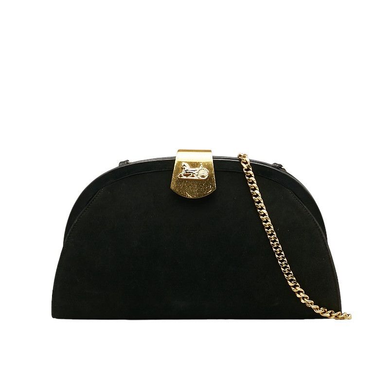 image of Celine Leather Chain Shoulder Bag in Black, Women's