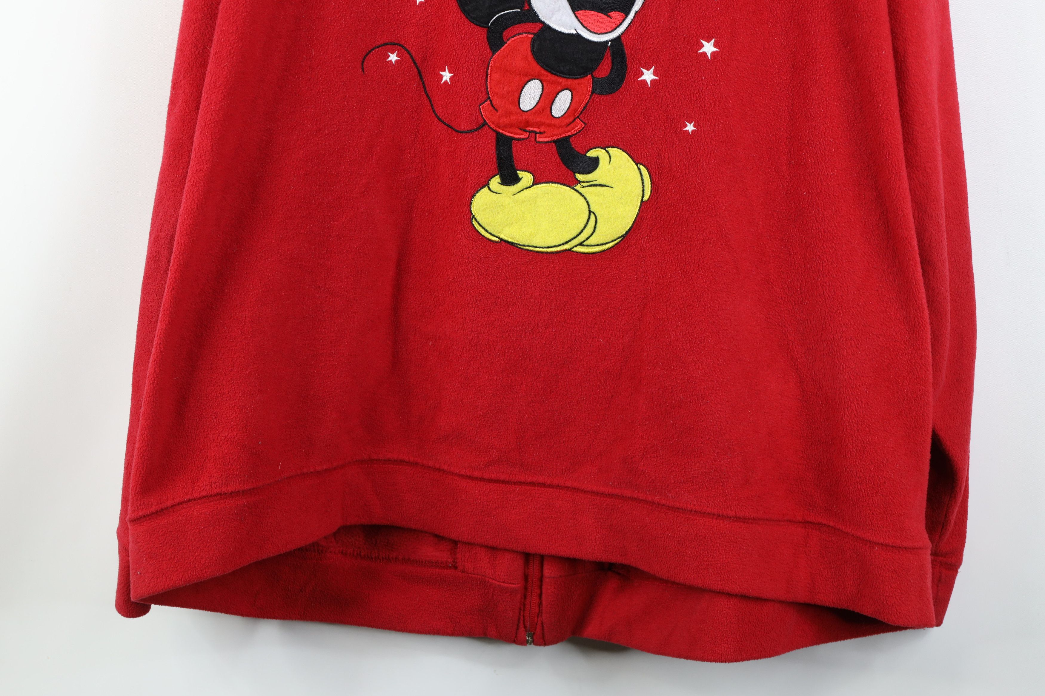 Disney Vintage 90s Disney Mickey Mouse Full Zip Fleece Hoodie Red Size 3XL / US 20-22 - 14 Thumbnail