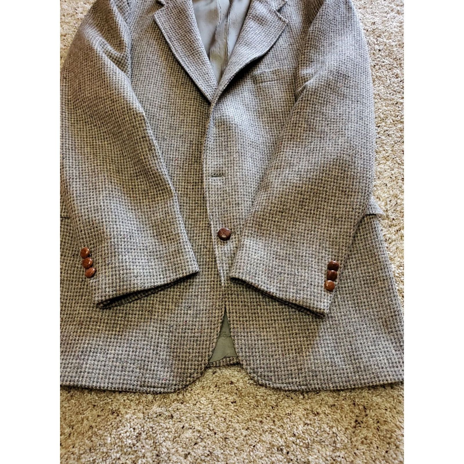 Levi's VINTAGE Levi's Blazer Jacket Wool Tweed 42 Reg Single-Breasted Notch Lapel Gray Mens 2 Piece Wool Tweed Tailored Classic 70s Size 42R - 3 Thumbnail