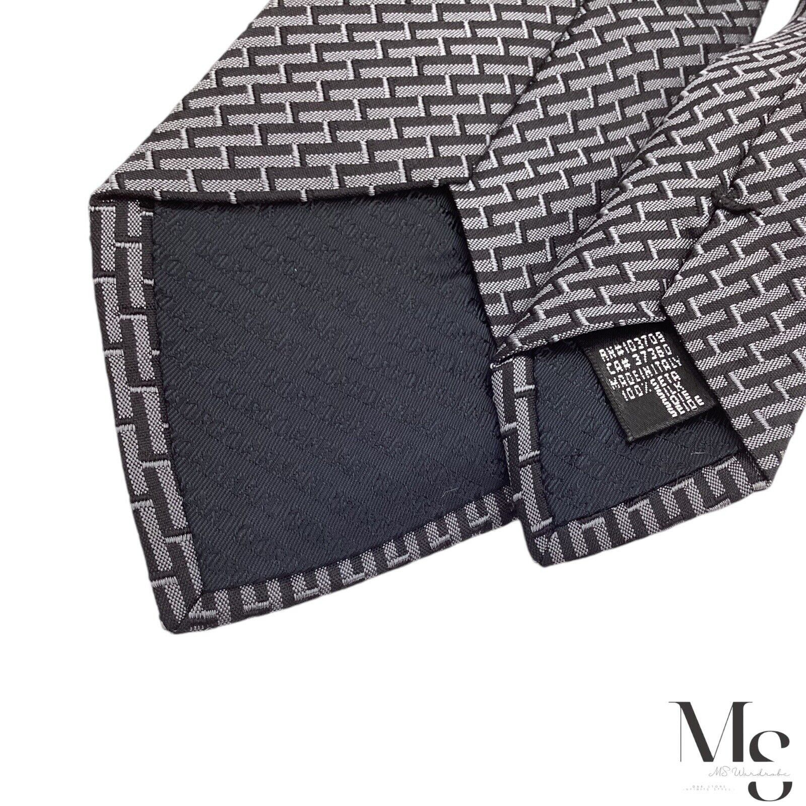 Giorgio Armani GIORGIO ARMANI Black & Gray Geometric Silk Tie Made In Italy Size ONE SIZE - 5 Thumbnail