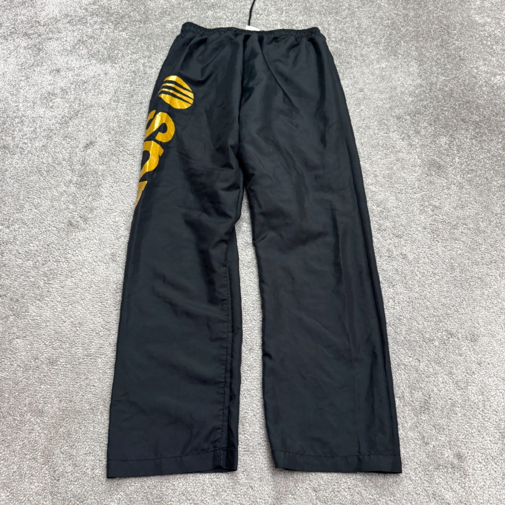 Adidas Adidas Neo Graphic Track Pants Mens Medium Black Gold Lightweight Activewear Size US 31 - 2 Thumbnail