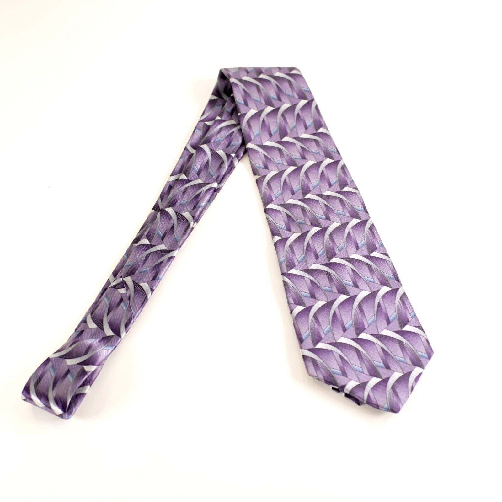 Stafford Stafford Purple Abstract Geometric Print Long Wide Silk Tie Size ONE SIZE - 6 Thumbnail