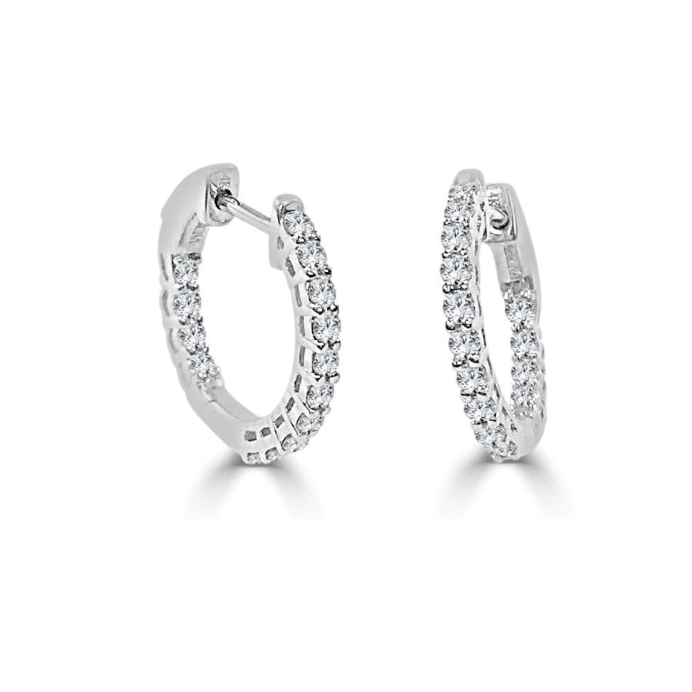 Other 14k White Gold & Diamond Hoop Earrings Size ONE SIZE - 1 Preview
