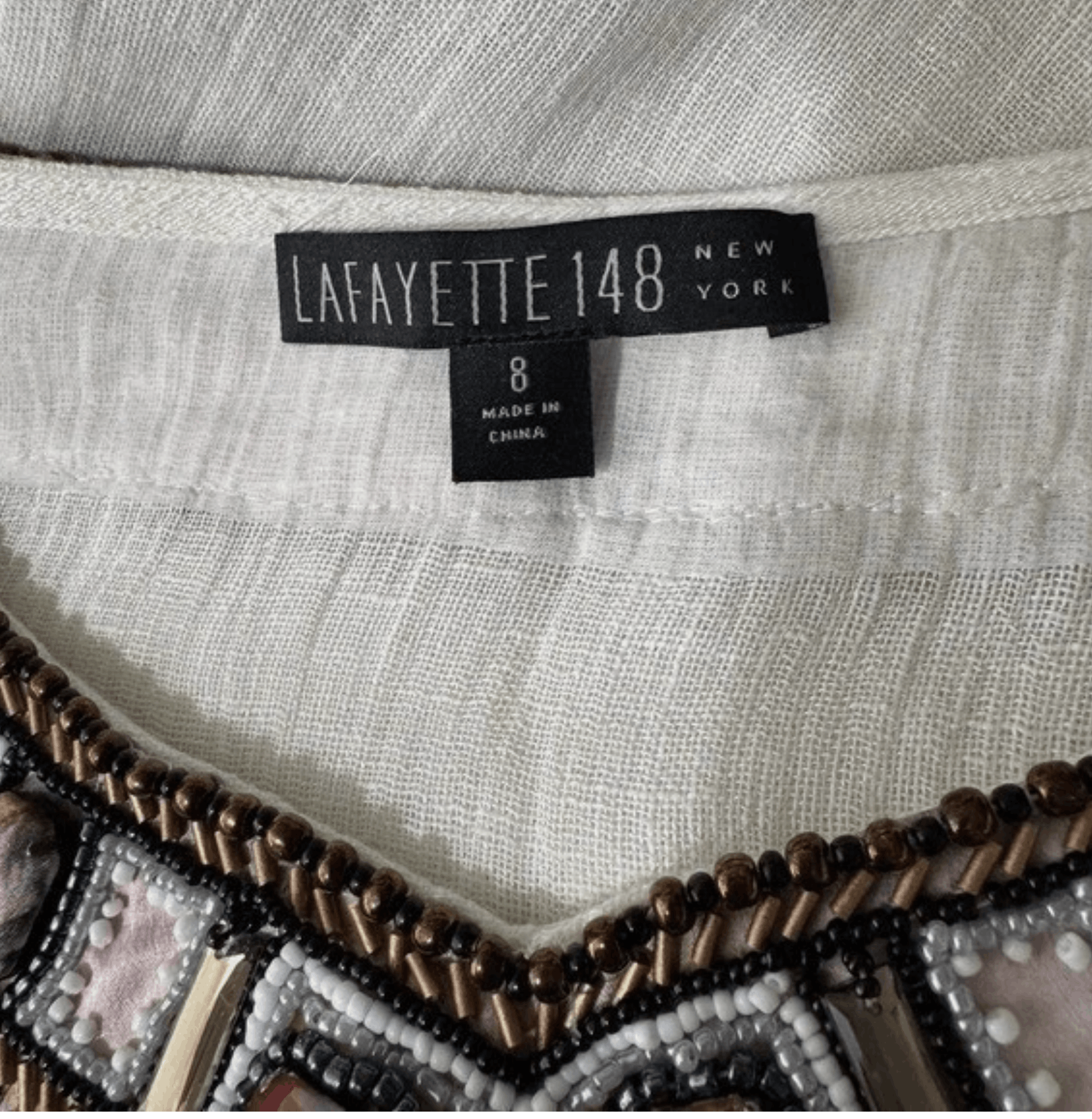 Lafayette 148 Lafayette 148 Cream Beaded Embellished Tunic Top Size M / US 6-8 / IT 42-44 - 15 Thumbnail