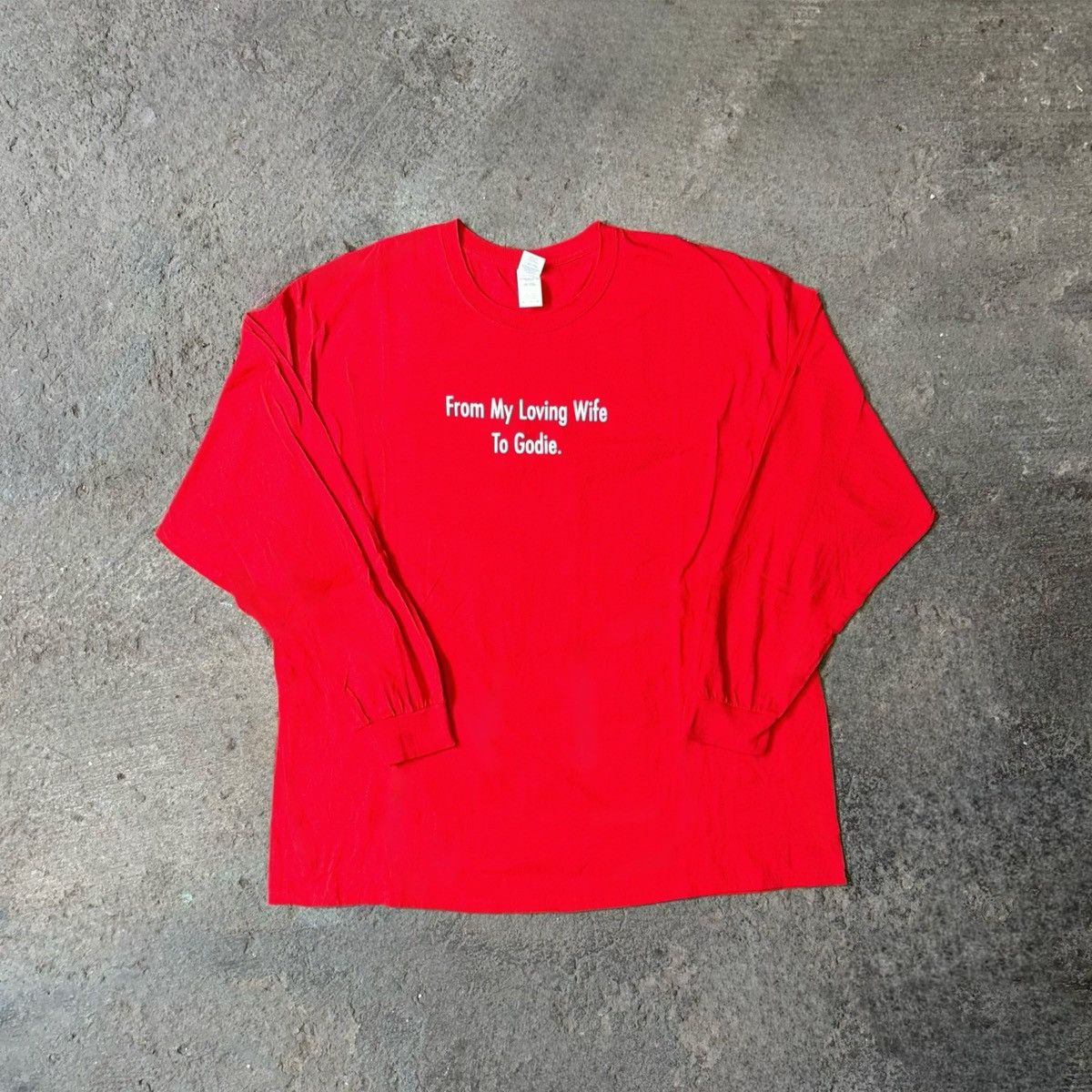 Gildan 2010s Gildan “From My Wife To Godie” L/S T-Shirt Size US XXL / EU 58 / 5 - 2 Thumbnail