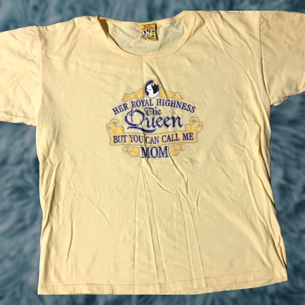 Big Dogs VINTAGE Big Dogs Your Royal Highness Mom Shirt L Yellow USA 90s Princess Joke Womens Shirt Size L / US 10 / IT 46 - 1 Thumbnail