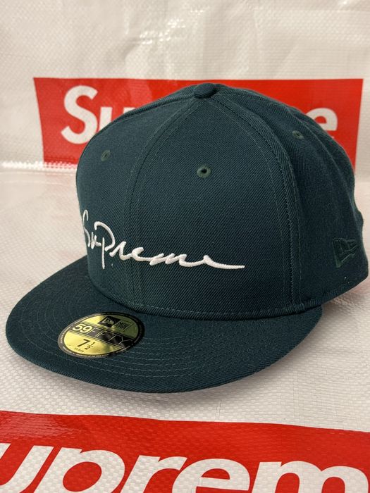 Supreme Supreme Classic Script New Era Cap Green hat 7 1/2 | Grailed