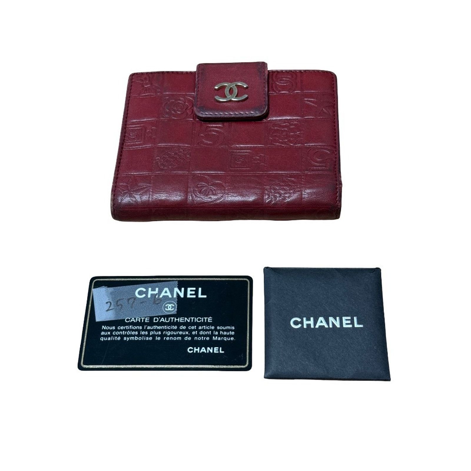 Chanel CHANEL l Icon Coco Women's Wallet Red Lambskin Bifold COA Size ONE SIZE - 2 Thumbnail