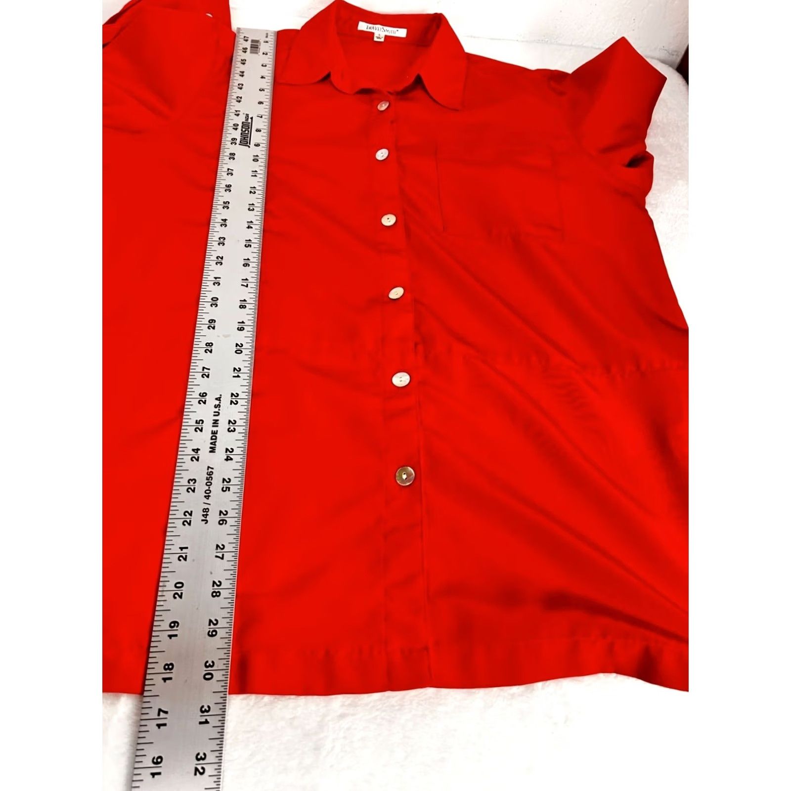 Vintage TravelSmith Womens Red Button-Down Long Sleeve Shirt Tunic Top with Pocket Large Size L / US 10 / IT 46 - 7 Thumbnail
