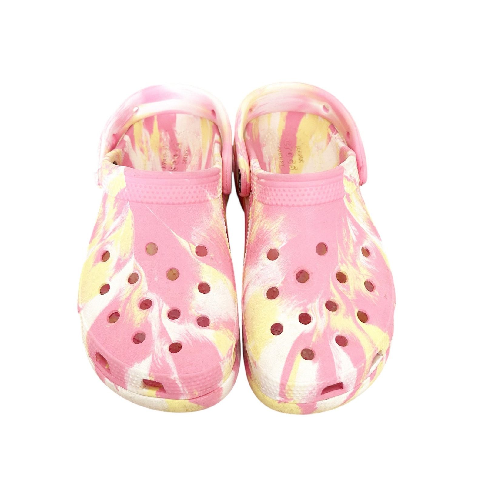 Crocs Crocs Platform Marbled Tie Dye Pink Yellow Clogs Sz 5 Size US 5 / IT 35 - 2 Thumbnail