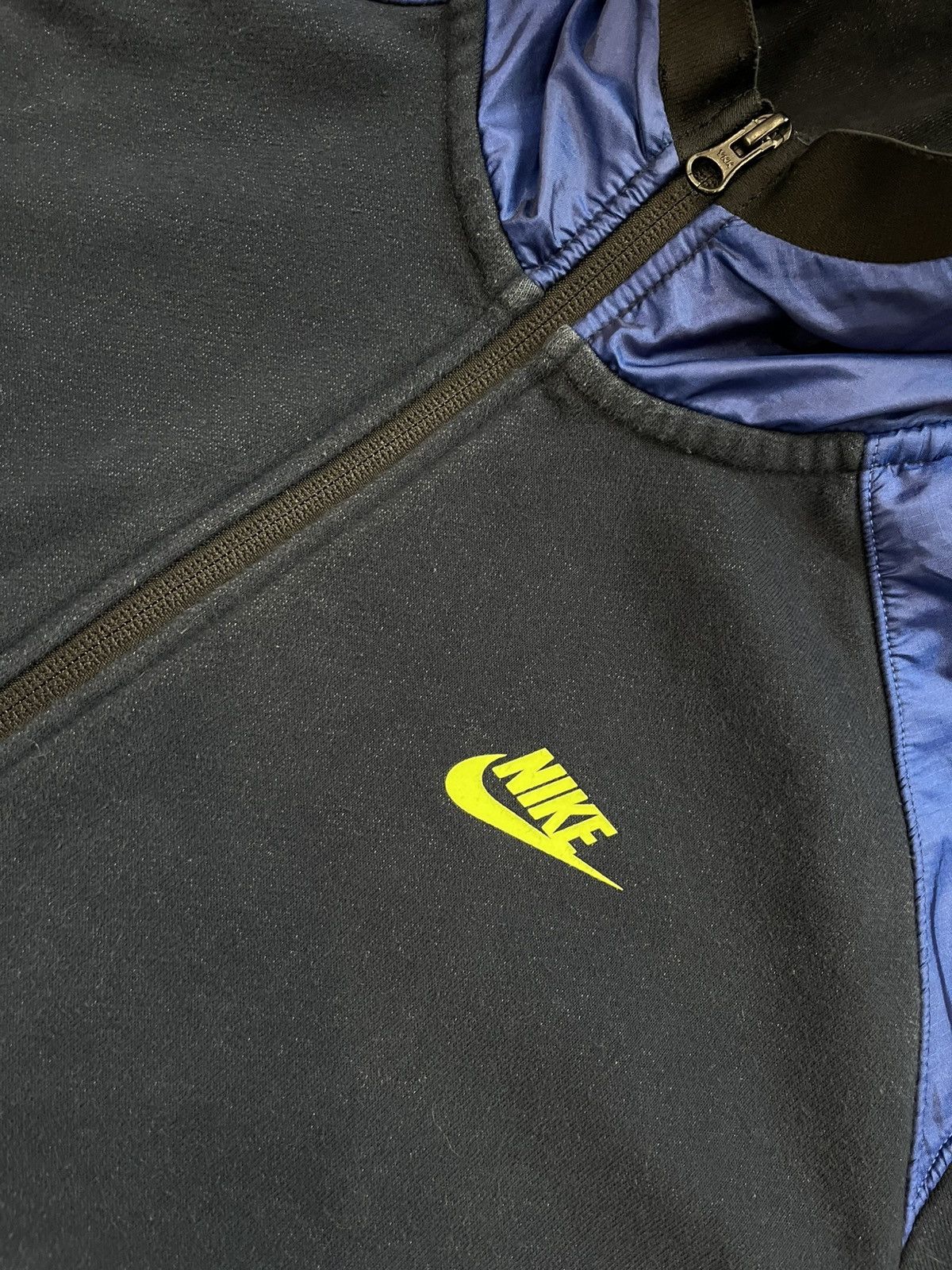 Nike × Vintage Vintage Nike zip Hoodie navy faded nylon hood minimalistic Size US L / EU 52-54 / 3 - 10 Thumbnail