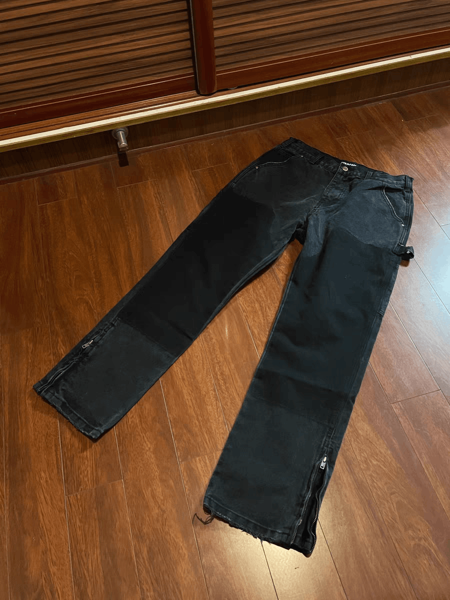 Jean washed faded utility patchwork skate hiphop carpenter pants Size US 36 / EU 52 - 13 Thumbnail