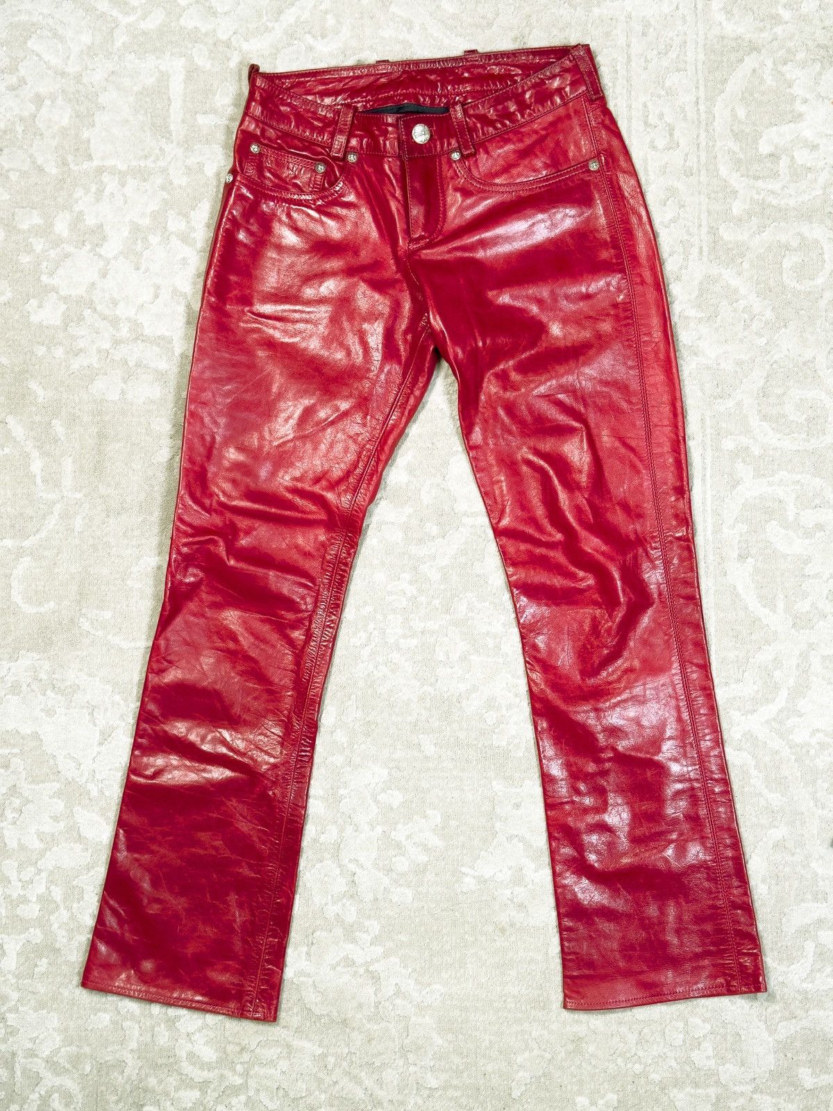Chrome Hearts CHROME HEARTS red leather denim pants | Grailed Chrome Hearts CHROME HEARTS red leather denim pants | Grailed
