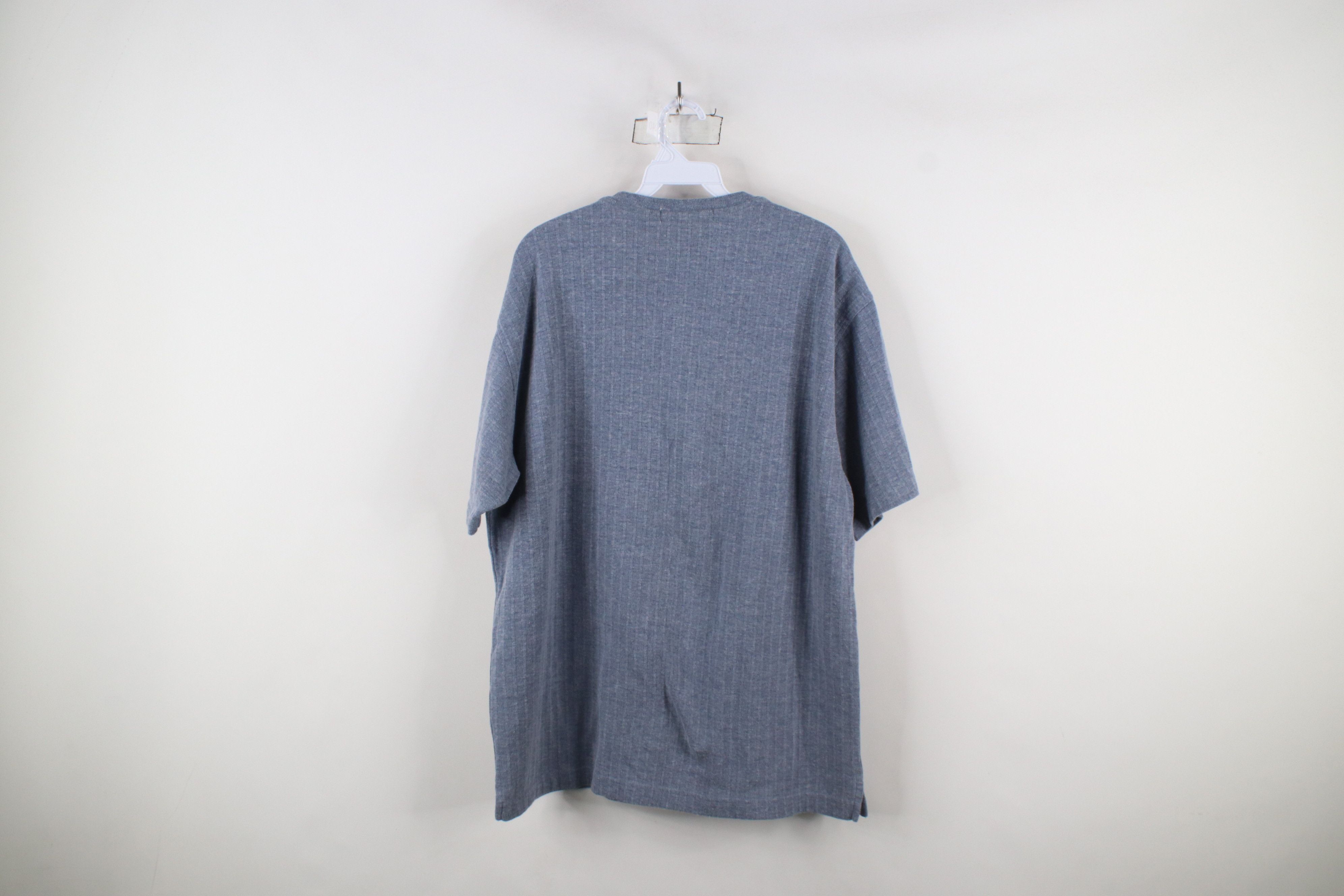 Vintage Vintage 90s Streetwear Striped Knit Henley T-Shirt Blue Size US XL / EU 56 / 4 - 7 Thumbnail
