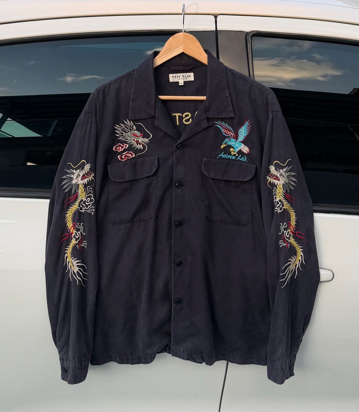 Avirex Avirex Type Blue Dragon Embroidered Button Up Shirt Size US XXL / EU 58 / 5 - 3 Thumbnail