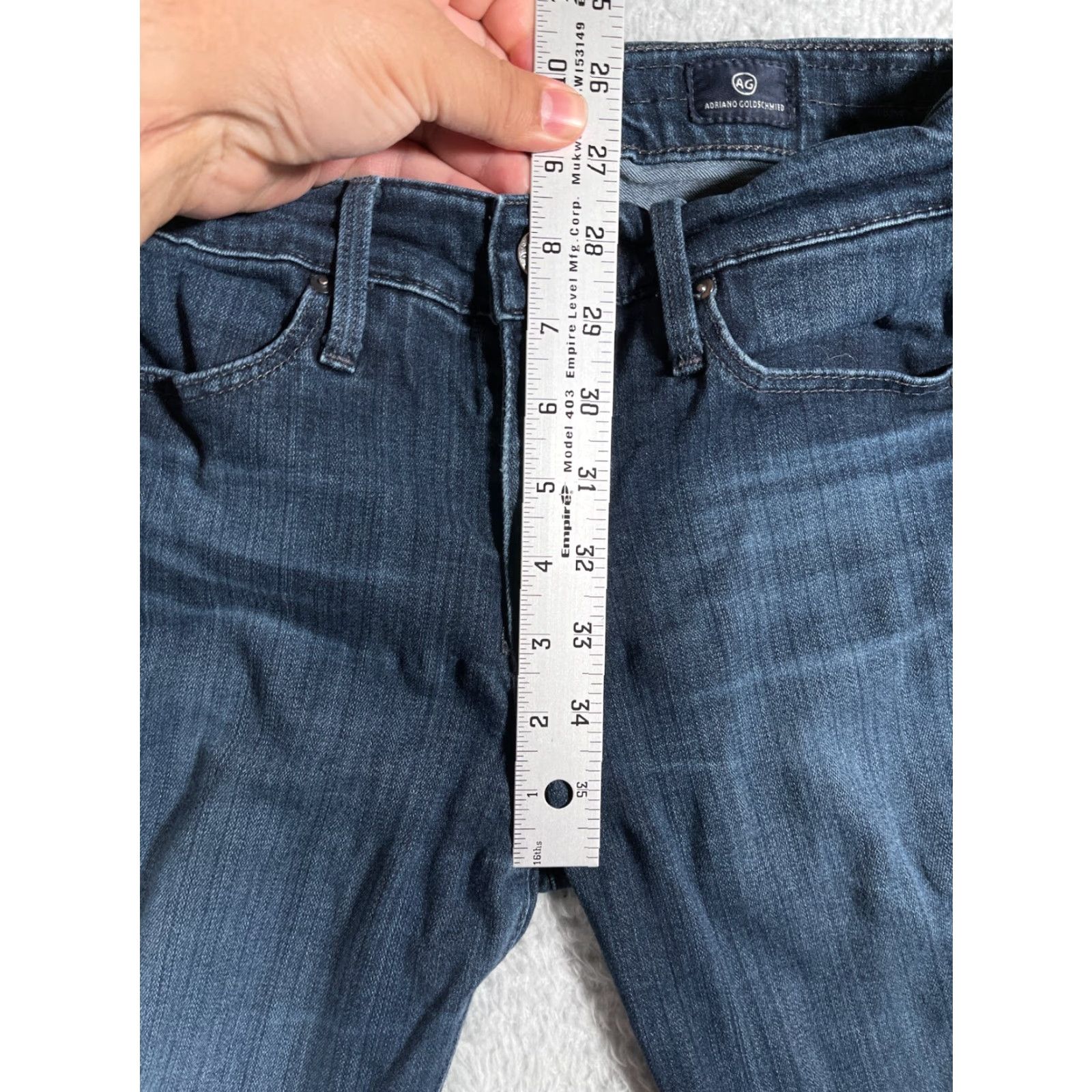 Denime Adriano Goldschmied Jeans Womens AG Farrah Skinny Denim Blue 25 Mid Rise Pockets Logo Embroidered 5-Pocket Size 42" / US 20 - 7 Thumbnail