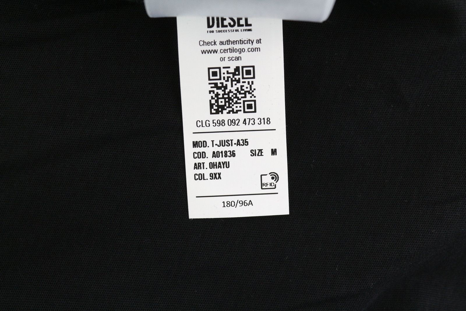 Diesel T-JUST-A35 M Black Crew Front Logo T-Shirt 41183 Size US M / EU 48-50 / 2 - 10 Thumbnail